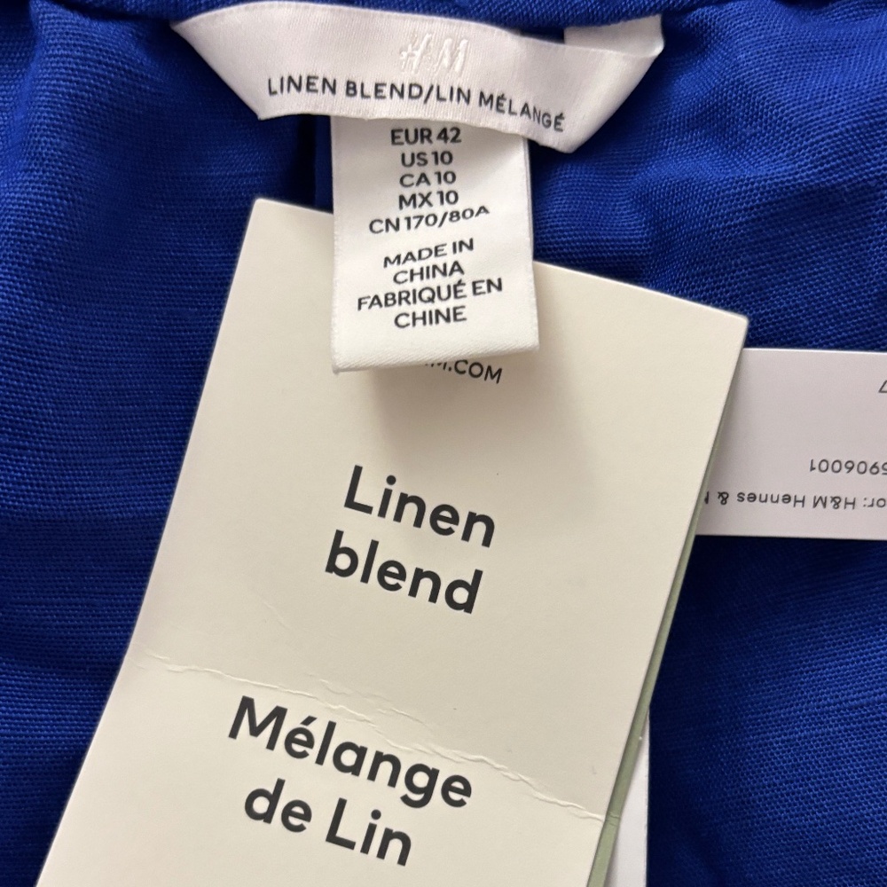 H&M Linen Blend Pleated Shorts - Blue Size 10 - Picture 7 of 10